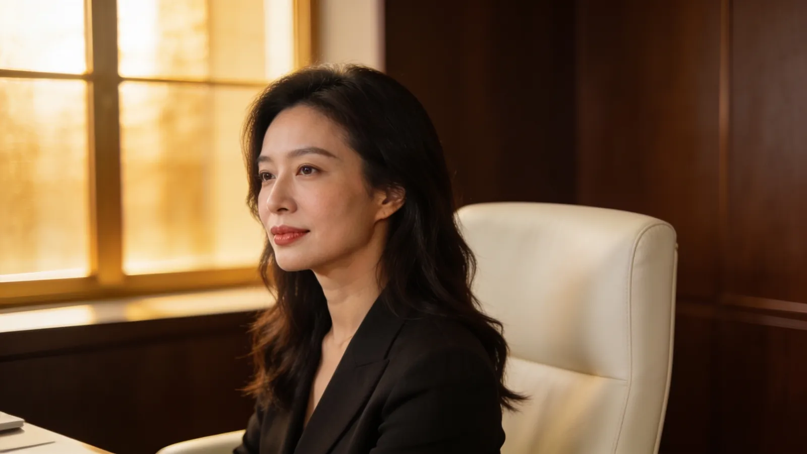 An East Asian woman in her mid 30s — illustrative image