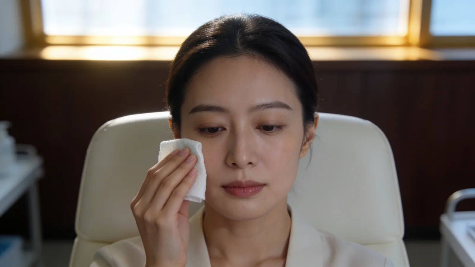 An East Asian woman in her 30s with calm even skin — illustrative image, not a patient