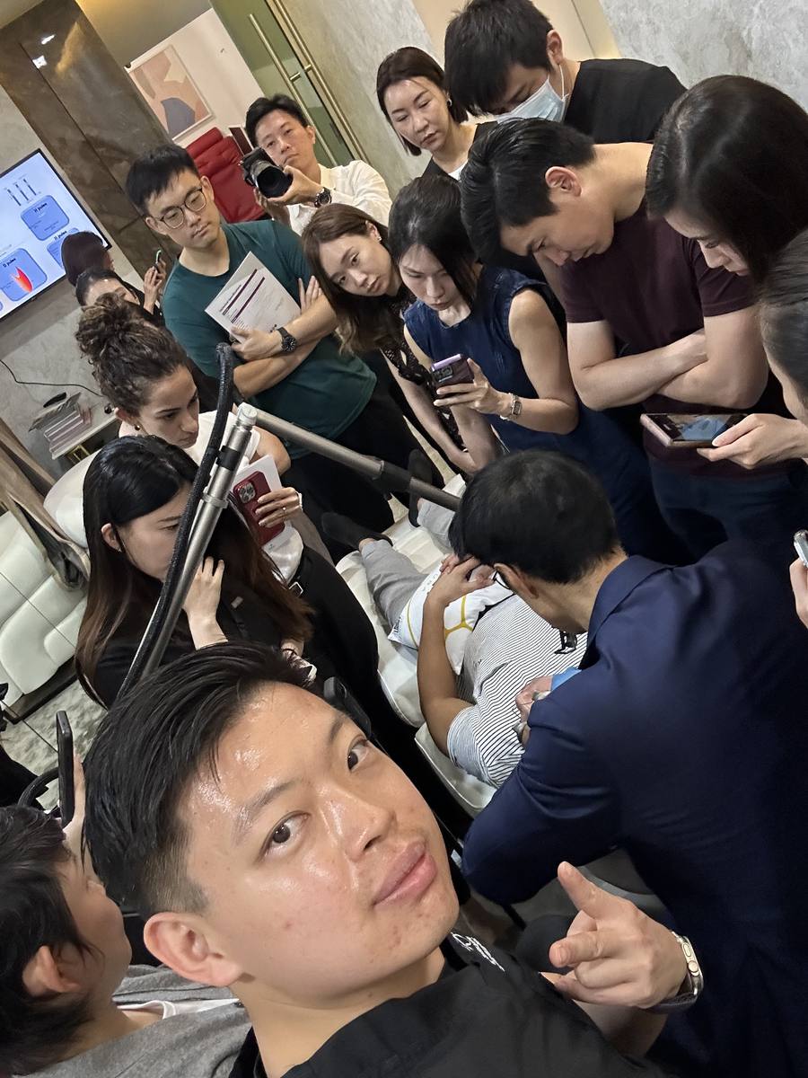 Wide-angle view of the packed training room during the live Tetra Pro demonstration at Bio Aesthetic Laser Clinic Singapore